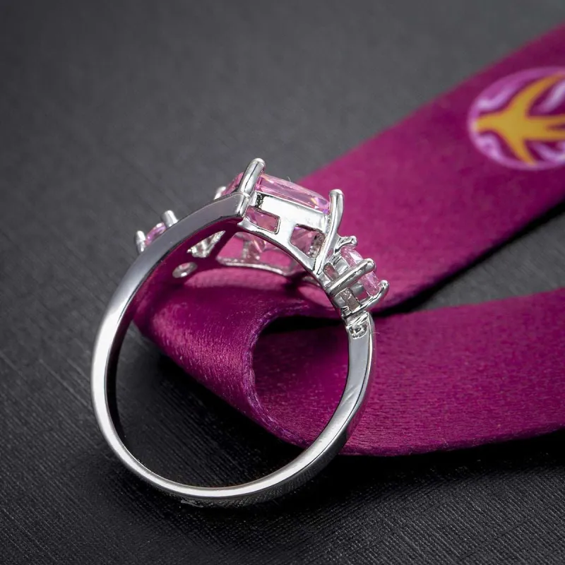 Pink Crystal & Cubic Zirconia Curve Princess-Cut Ring made by Zulily