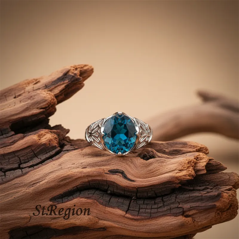 Blue Crystal & Silvertone Filigree Ring made by Zulily