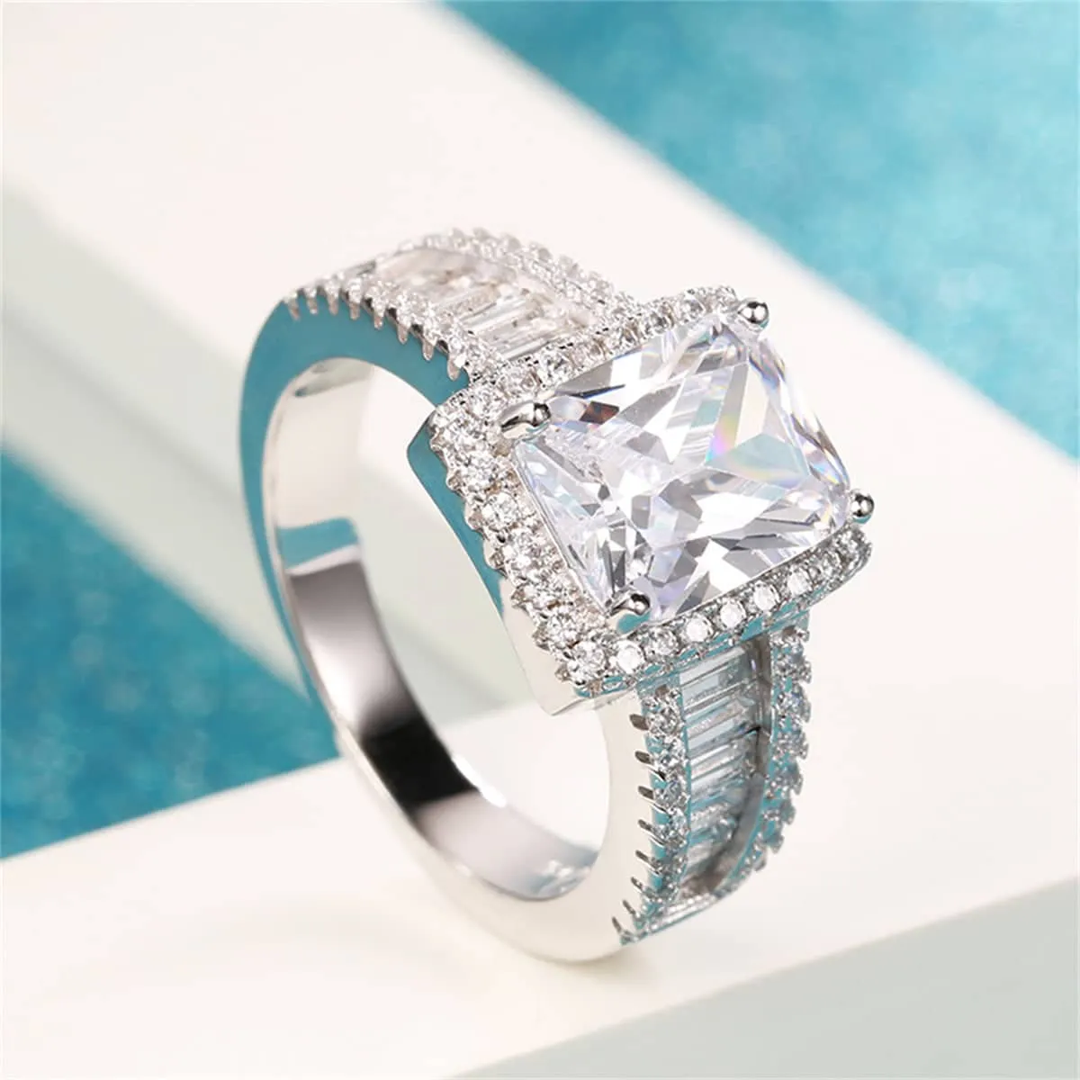 Cubic Zirconia & Crystal Silvertone Radiant-Cut Ring sold by Zulily product image thumbnail 2