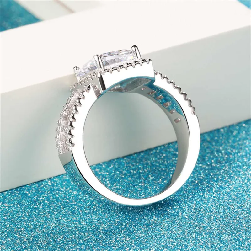 Cubic Zirconia & Crystal Silvertone Radiant-Cut Ring made by Zulily