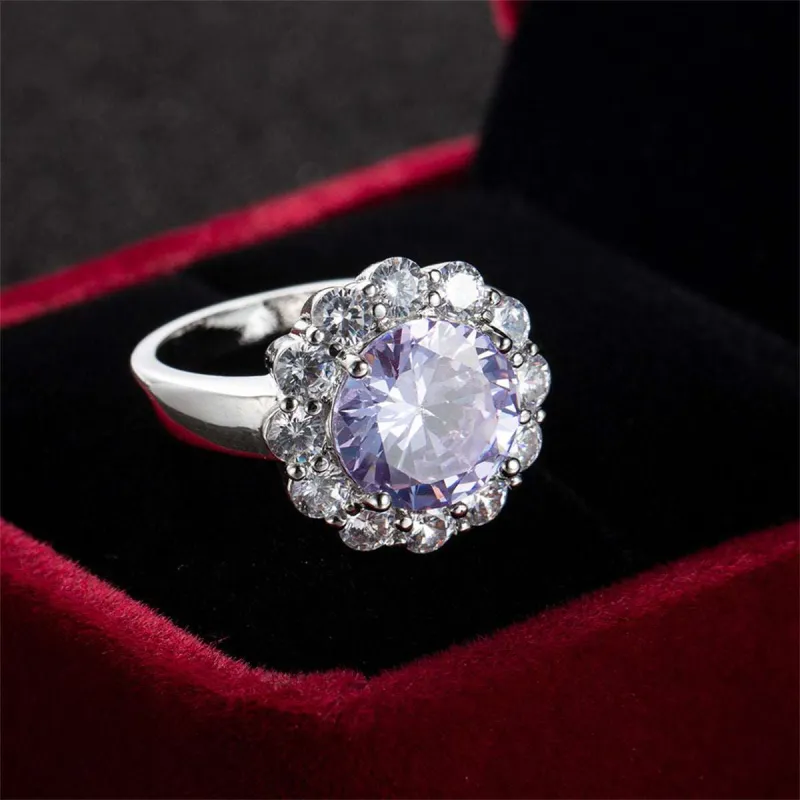 Blue Crystal & Cubic Zirconia Silvertone Halo Ring made by Zulily