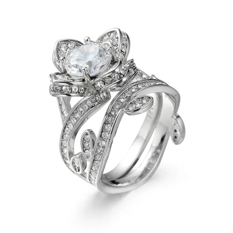 Crystal & Cubic Zirconia Silvertone Flower Ring Set made by Zulily