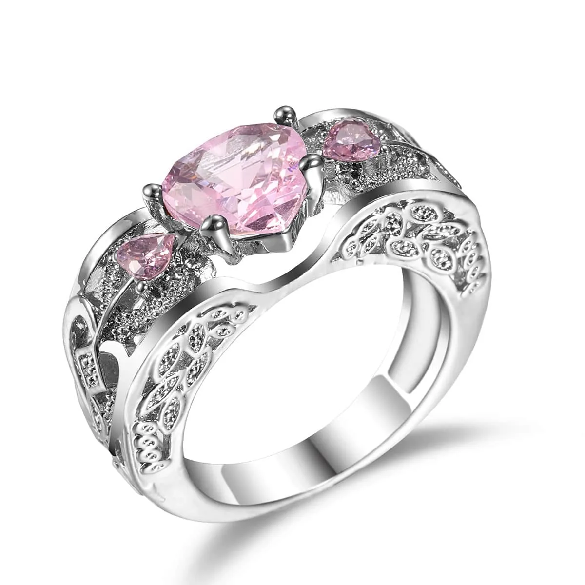 Pink Crystal & Cubic Zirconia Heart Band Ring sold by Zulily product image thumbnail 5