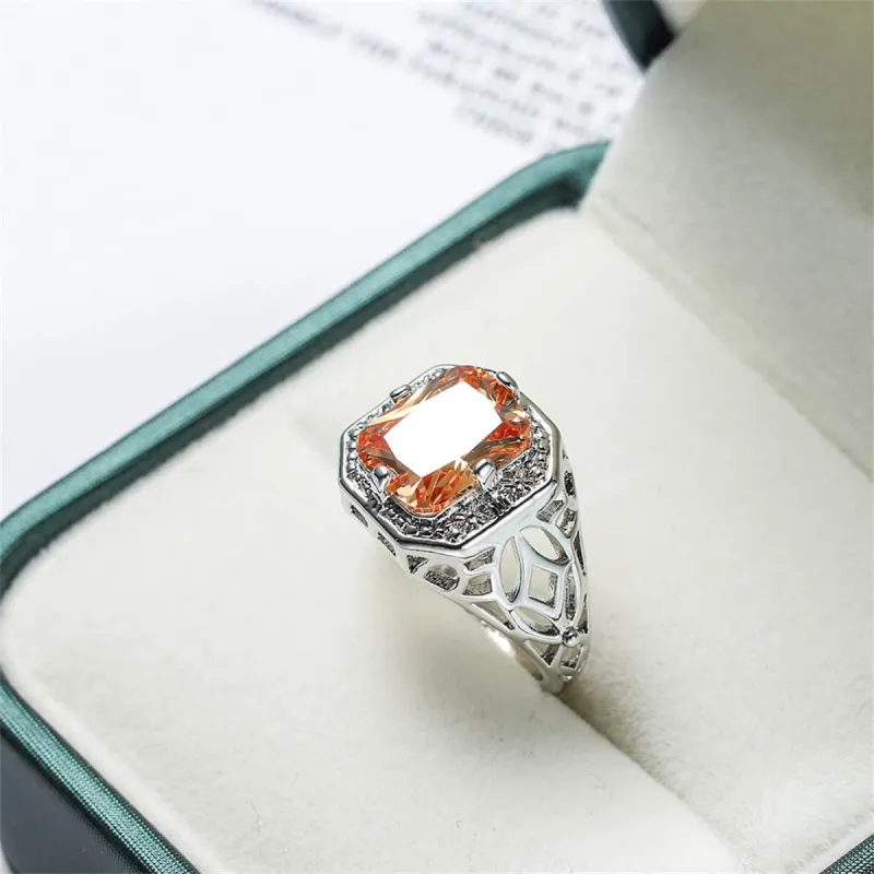 Champagne Crystal & Silvertone Openwork Radiant-Cut Ring made by Zulily