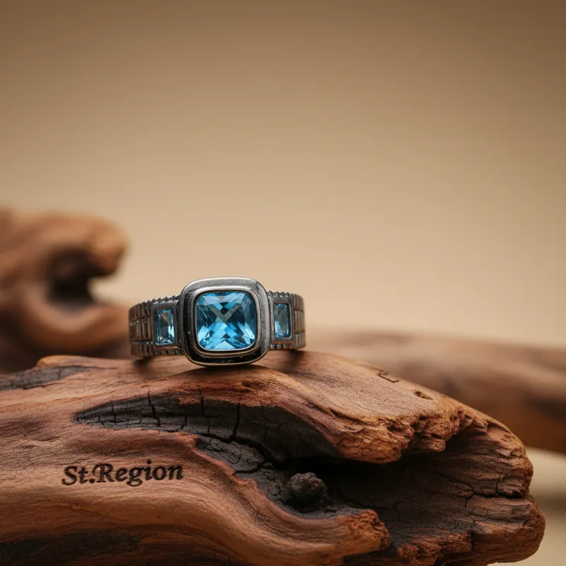 Sea Blue Crystal Square Ring made by Zulily