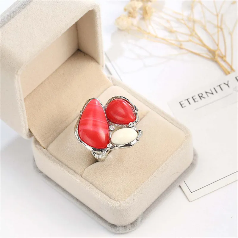 Red & Cream Cats Eye Abstract Ring made by Zulily
