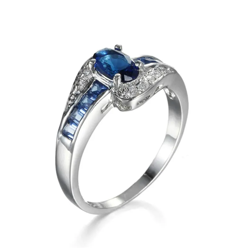 Navy Crystal & Cubic Zirconia Oval-Cut Bypass Ring made by Zulily