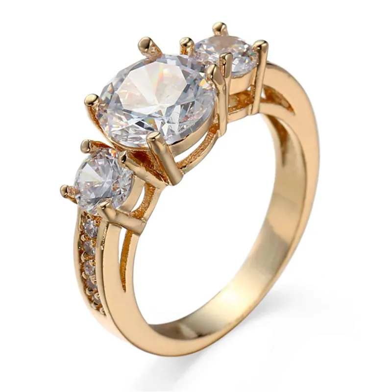 Cubic Zirconia & Goldtone Round-Cut Tri-Stone Ring made by Zulily