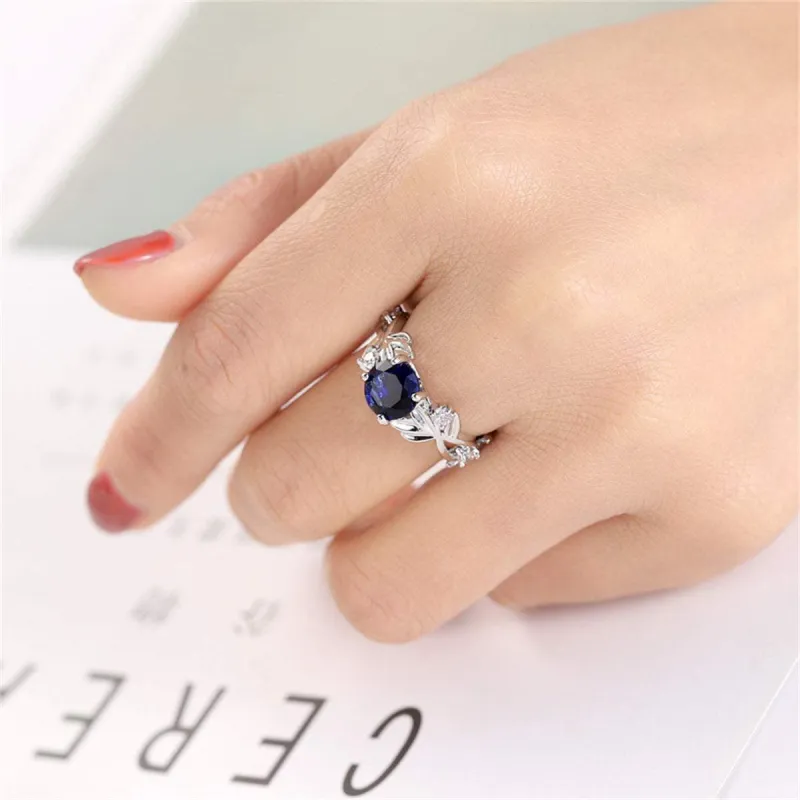 Navy Crystal & Silvertone Round-Cut Floral Ring made by Zulily
