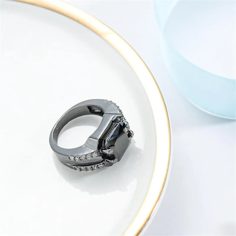 Black Crystal & Cubic Zirconia Ring made by Zulily