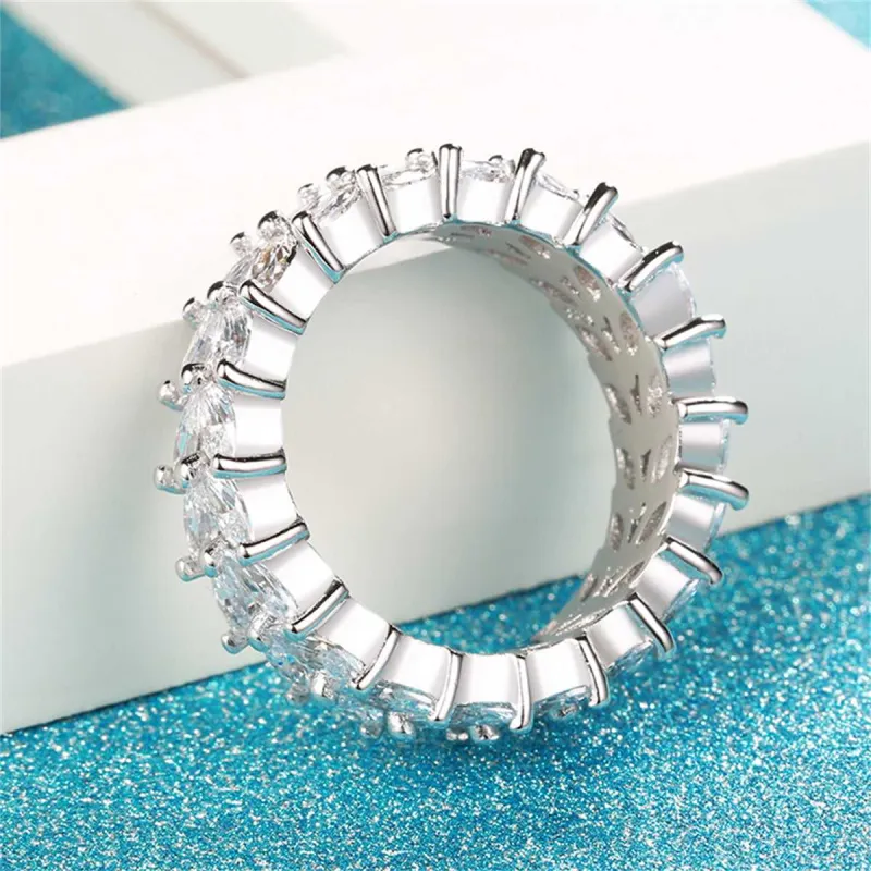 Crystal & Silvertone Marquise-Cut Two Rank Band Ring made by Zulily