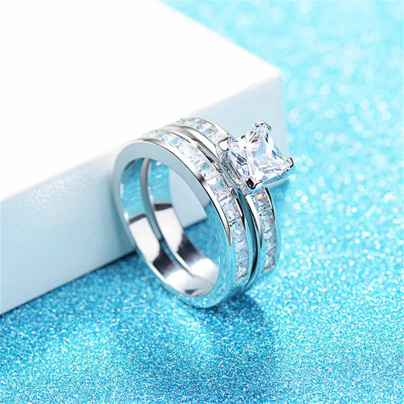 Princess Crystal & Silvertone Ring Set made by Zulily