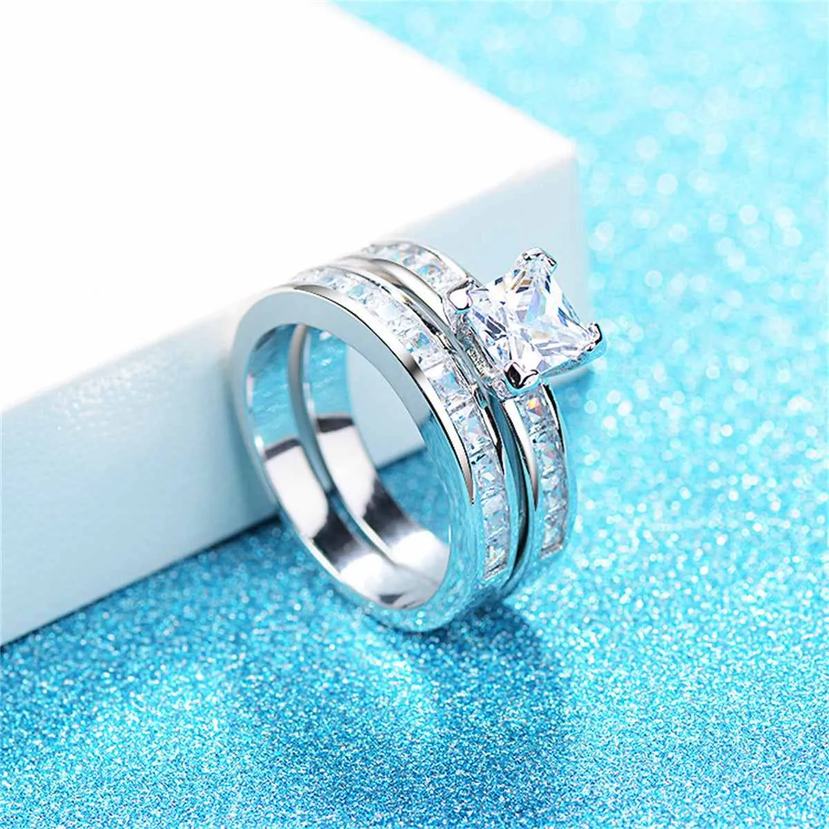 Princess Crystal & Silvertone Ring Set sold by Zulily