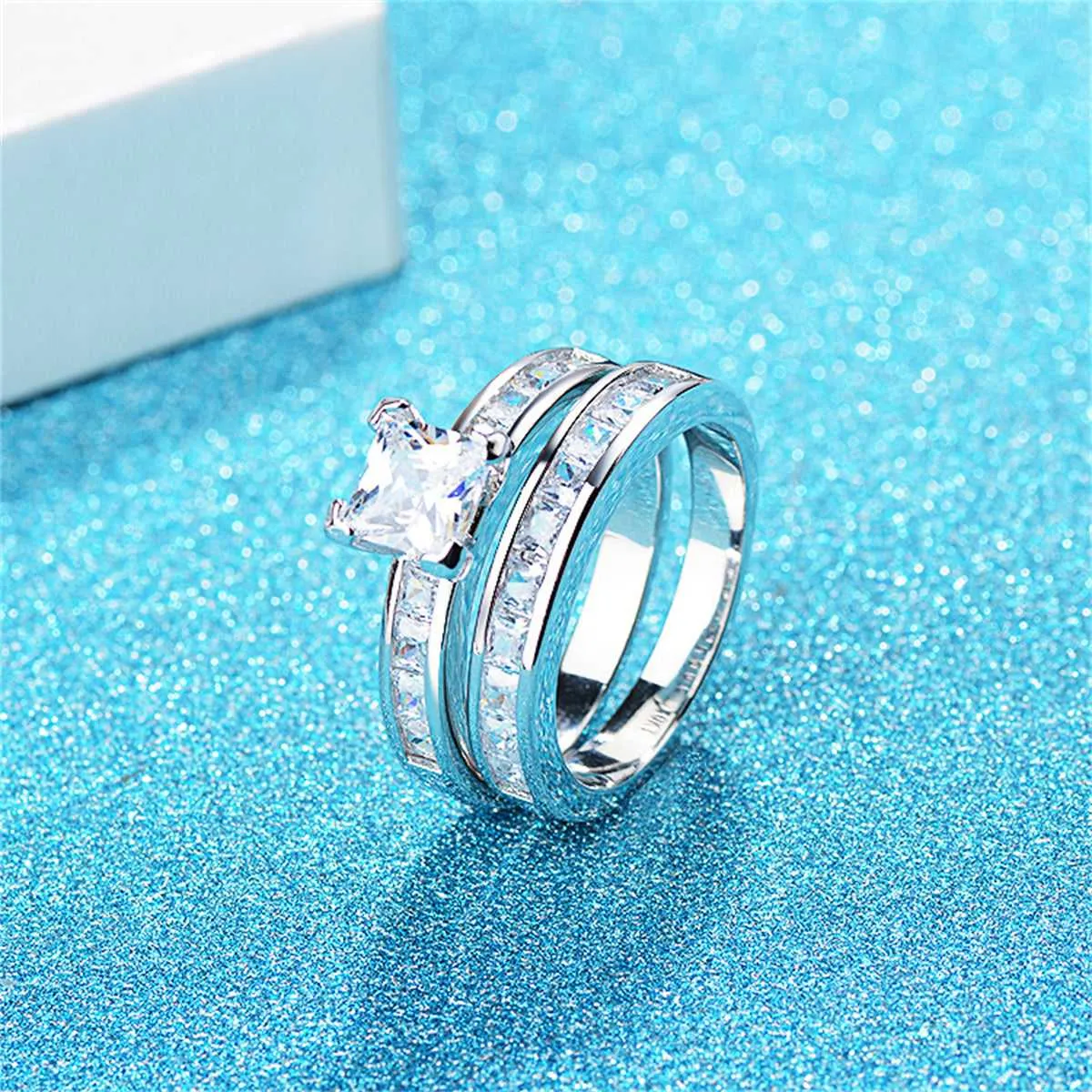Princess Crystal & Silvertone Ring Set sold by Zulily product image thumbnail 3