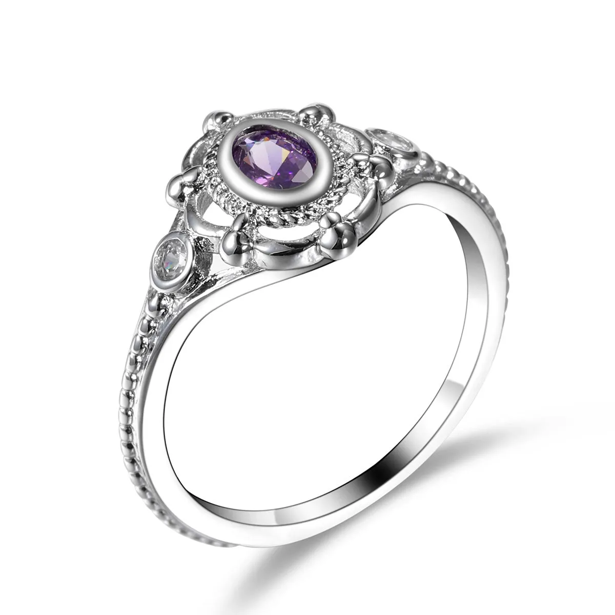 Cubic Zirconia & Purple Crystal Oval Ring sold by Zulily product image thumbnail 2