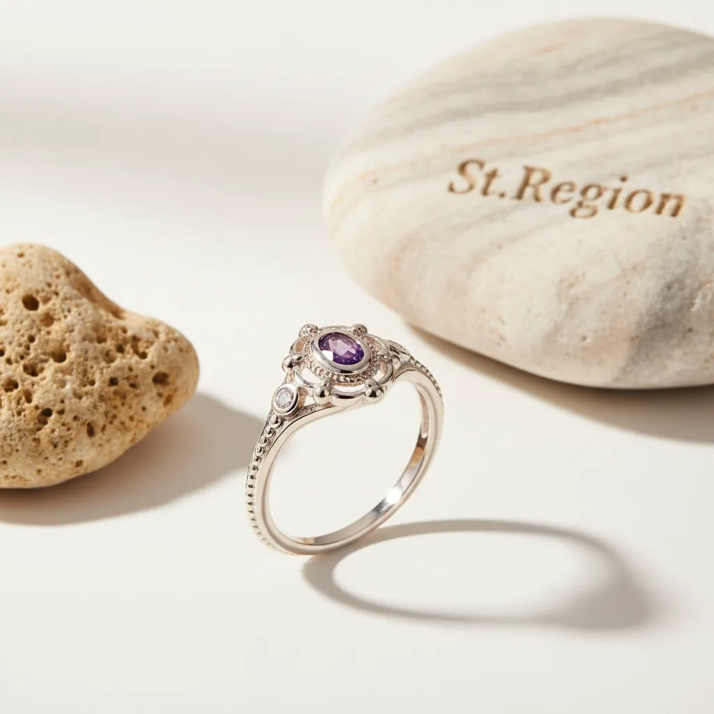 Cubic Zirconia & Purple Crystal Oval Ring sold by Zulily product image thumbnail 3