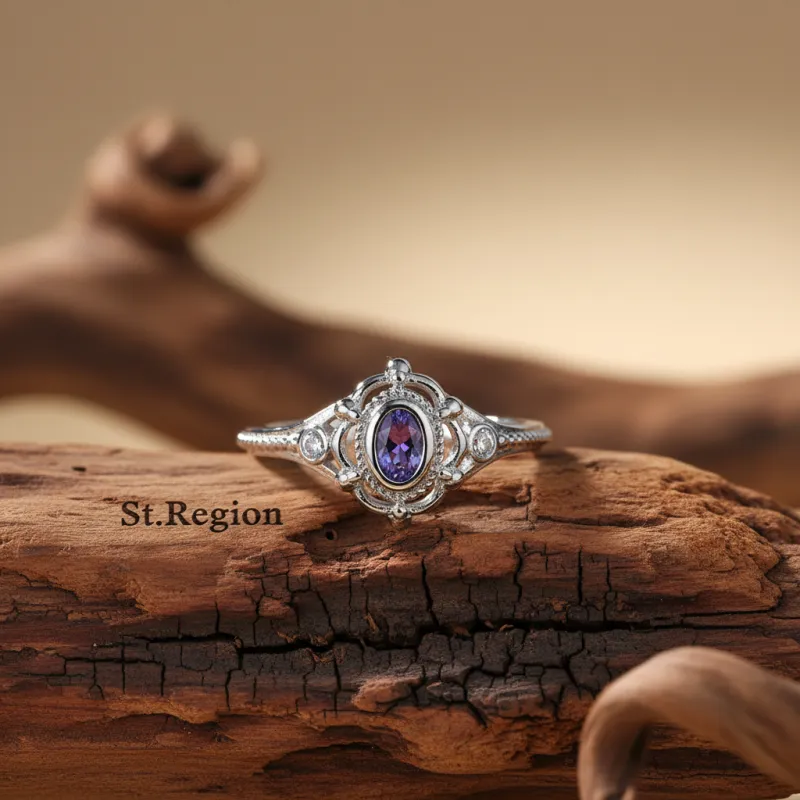 Cubic Zirconia & Purple Crystal Oval Ring made by Zulily