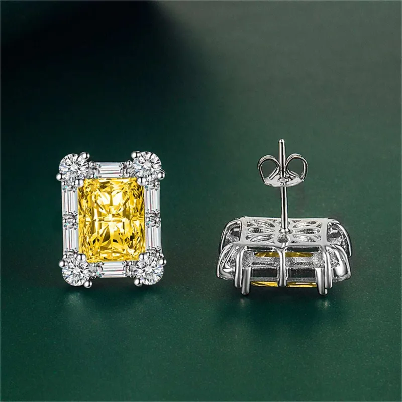 Yellow Crystal & Cubic Zirconia Silvertone Rectangular Stud Earrings made by Zulily