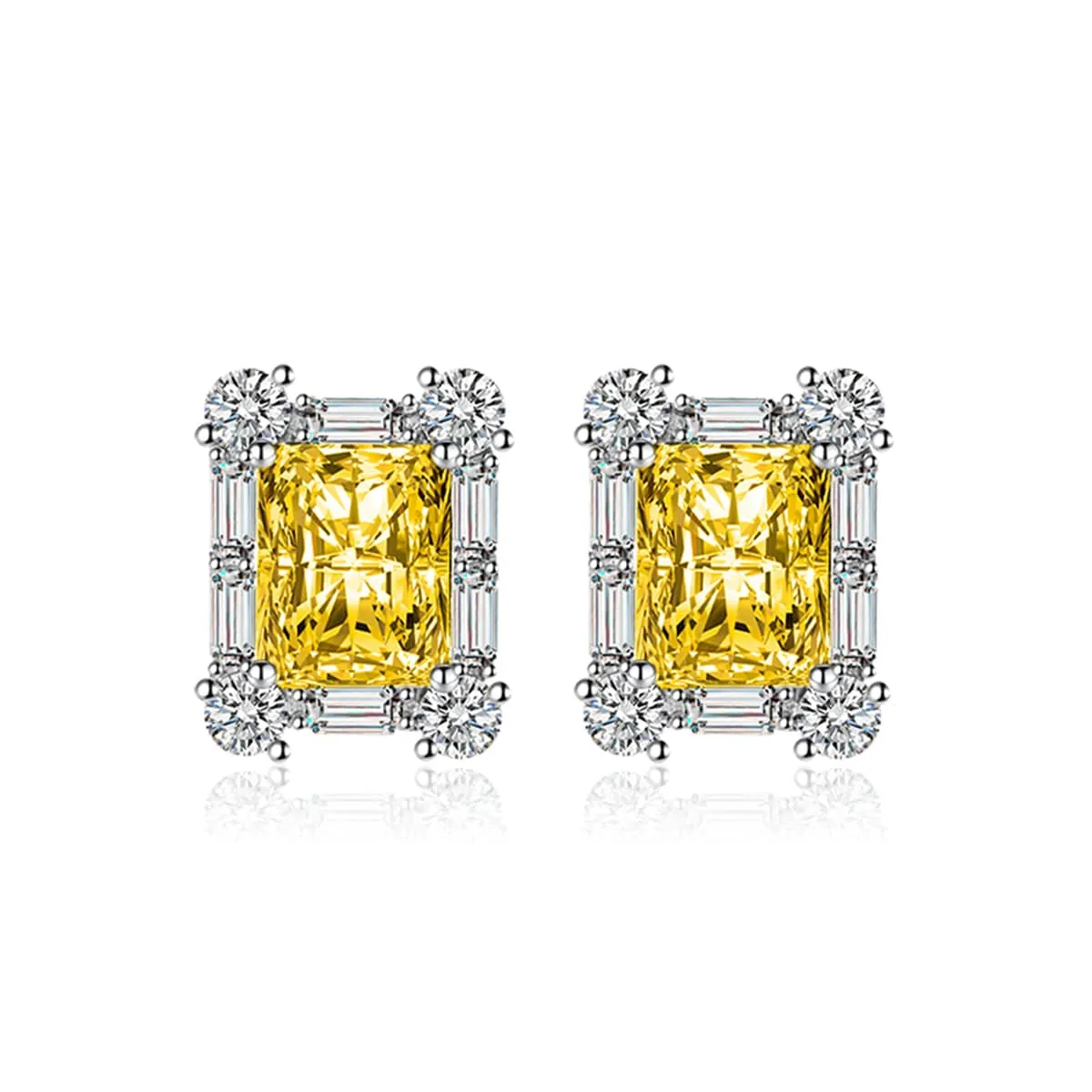 Yellow Crystal & Cubic Zirconia Silvertone Rectangular Stud Earrings sold by Zulily product image thumbnail 2