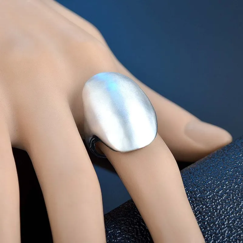Silvertone Frosted Oval Band Ring made by Zulily
