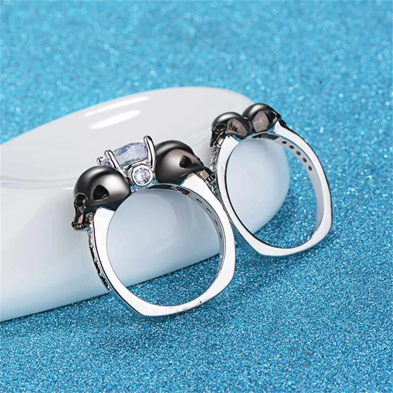 Crystal & Cubic Zirconia Two-Tone Skull Ring Set made by Zulily