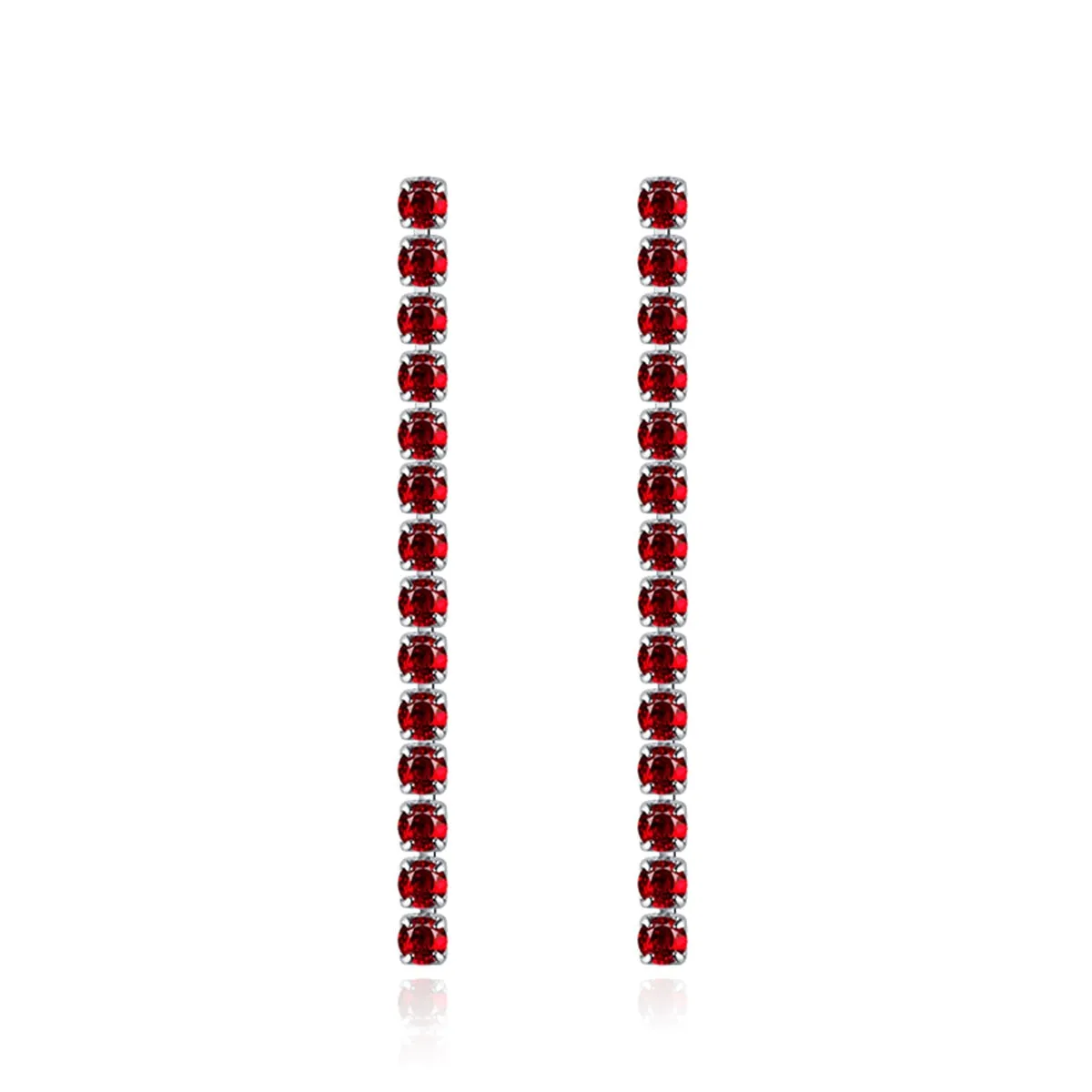 Red Cubic Zirconia & Silvertone Tassel Drop Earrings sold by Zulily product image thumbnail 2