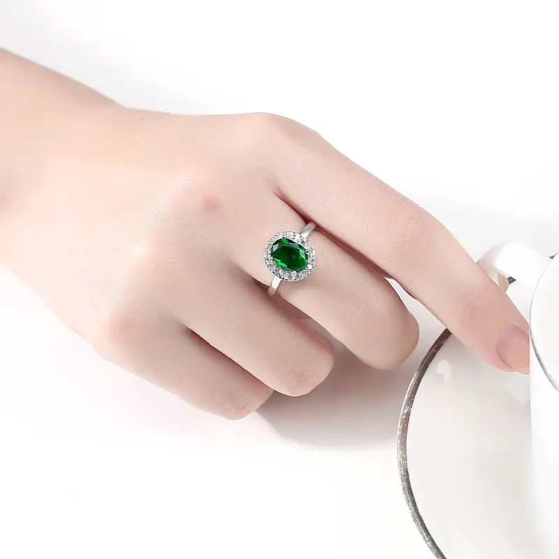 Cubic Zirconia & Green Crystal Halo Oval Ring made by Zulily