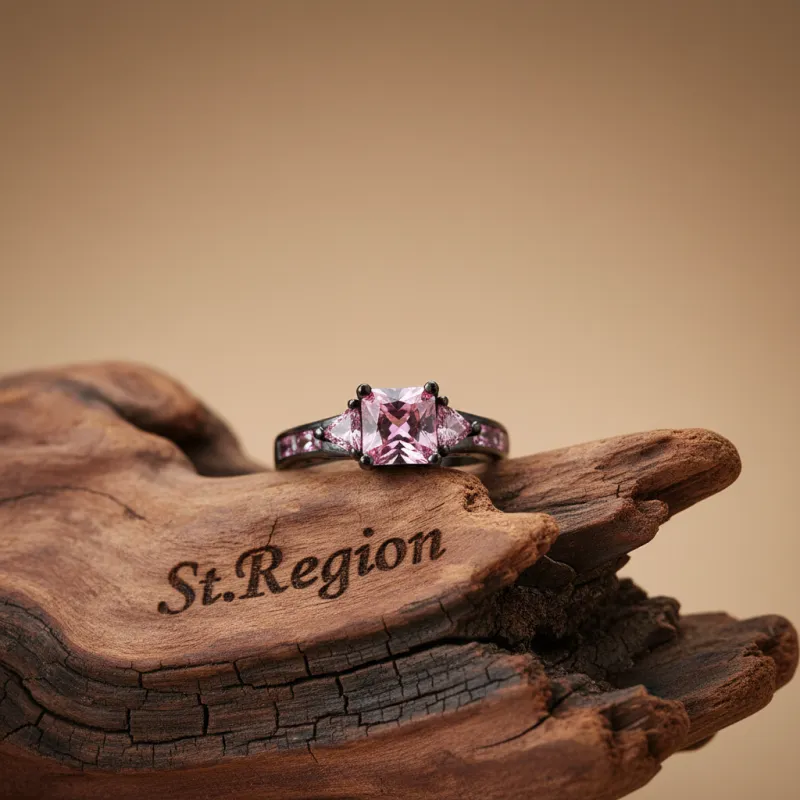 Pink Crystal & Black-Tone Prong-Set Ring made by Zulily