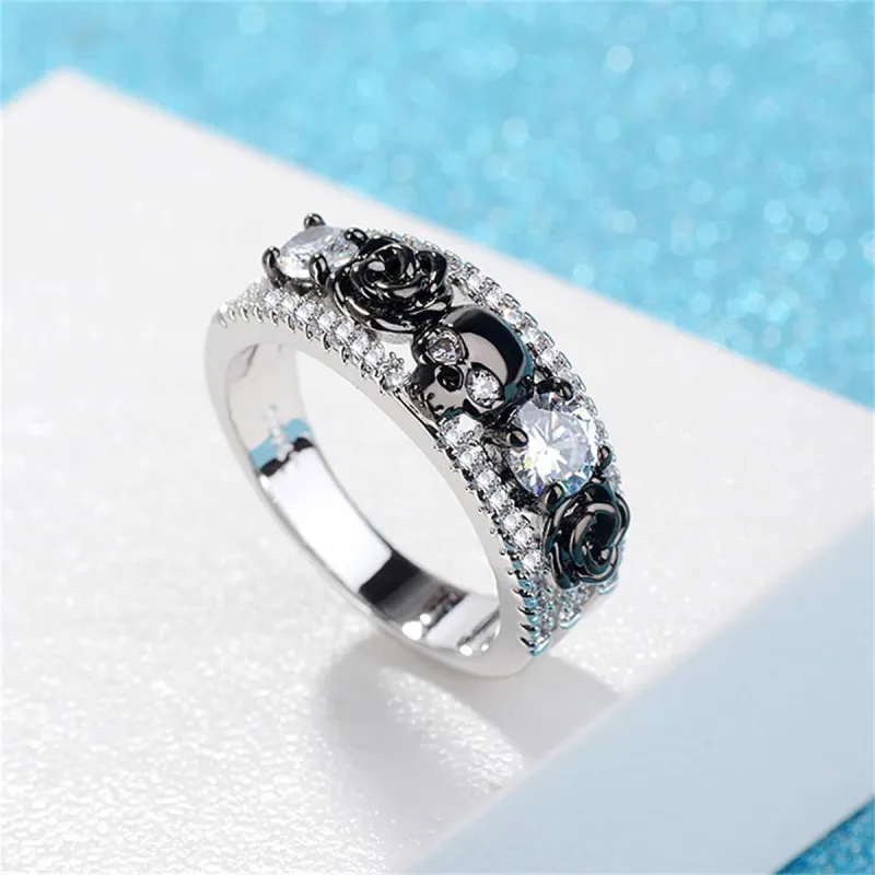 Crystal & Cubic Zirconia Two-Tone Skull Rose Ring made by Zulily