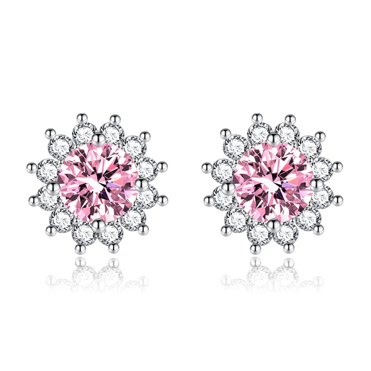 Pink Crystal & Cubic Zirconia Silvertone Flower Stud Earrings sold by Zulily