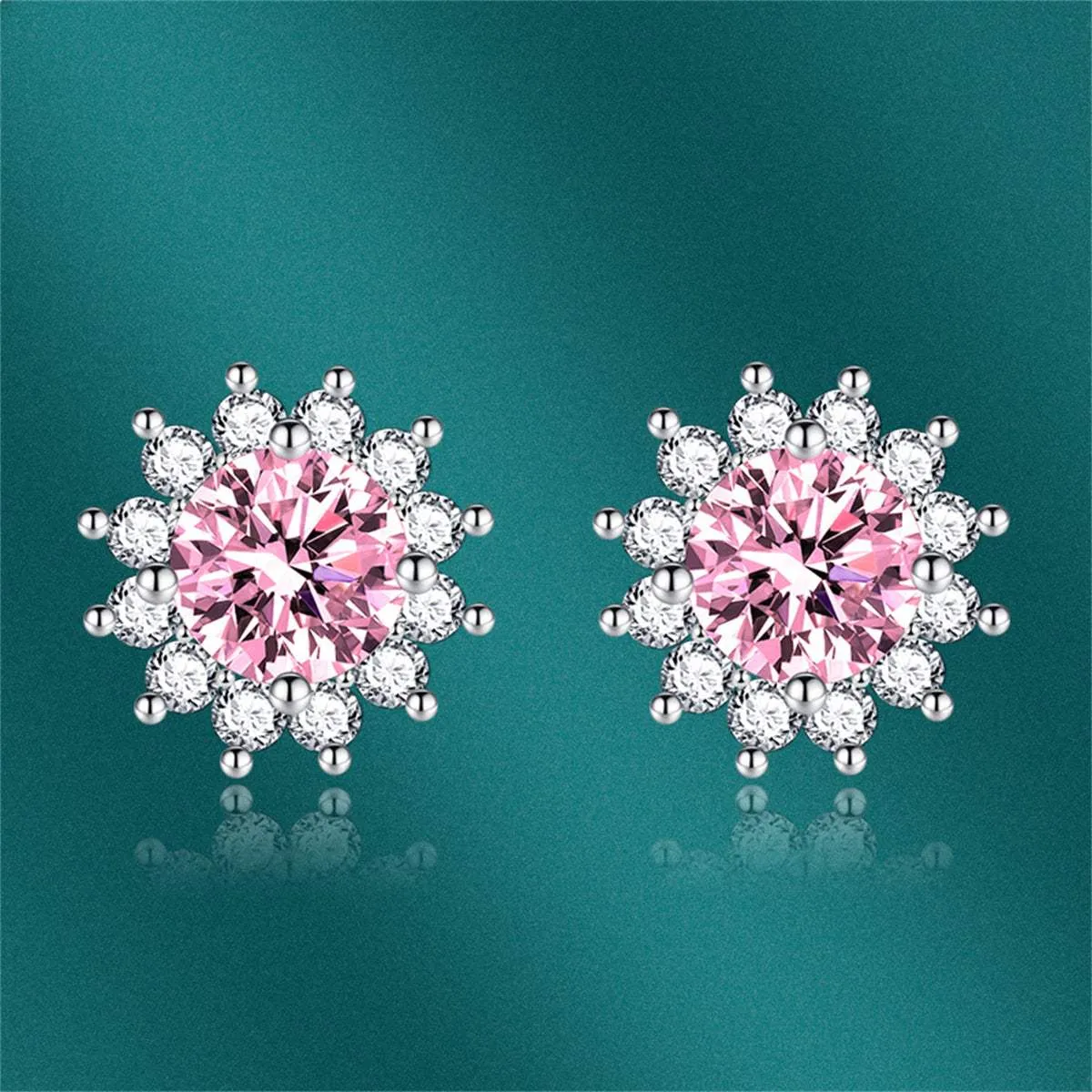 Pink Crystal & Cubic Zirconia Silvertone Flower Stud Earrings sold by Zulily product image thumbnail 2