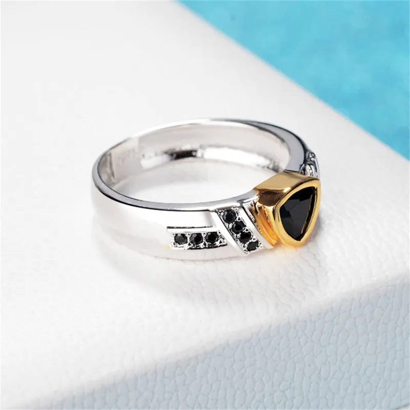 Black Crystal & Cubic Zirconia Triangle-Cut Ring made by Zulily