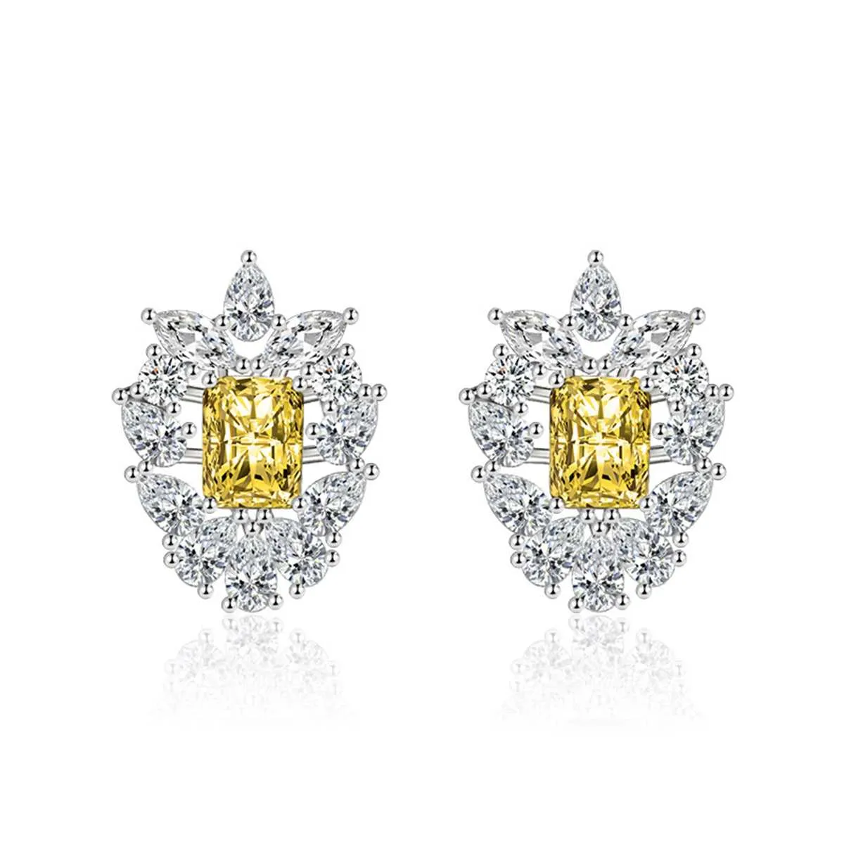 Yellow Crystal & Cubic Zirconia Cluster Stud Earrings sold by Zulily product image thumbnail 2