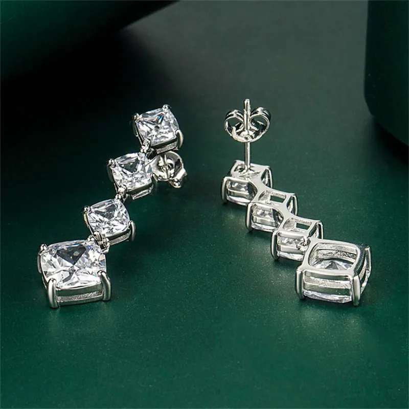 Clear Crystal & Silvertone Cushion-Cut Drop Earrings made by Zulily