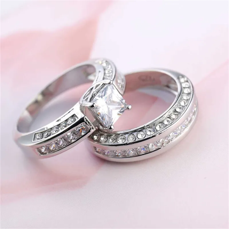 Crystal & Cubic Zirconia Princess-Cut Ring Set made by Zulily
