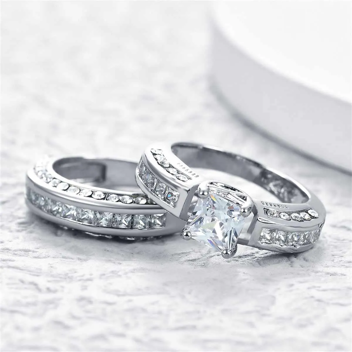 Crystal & Cubic Zirconia Princess-Cut Ring Set sold by Zulily product image thumbnail 2