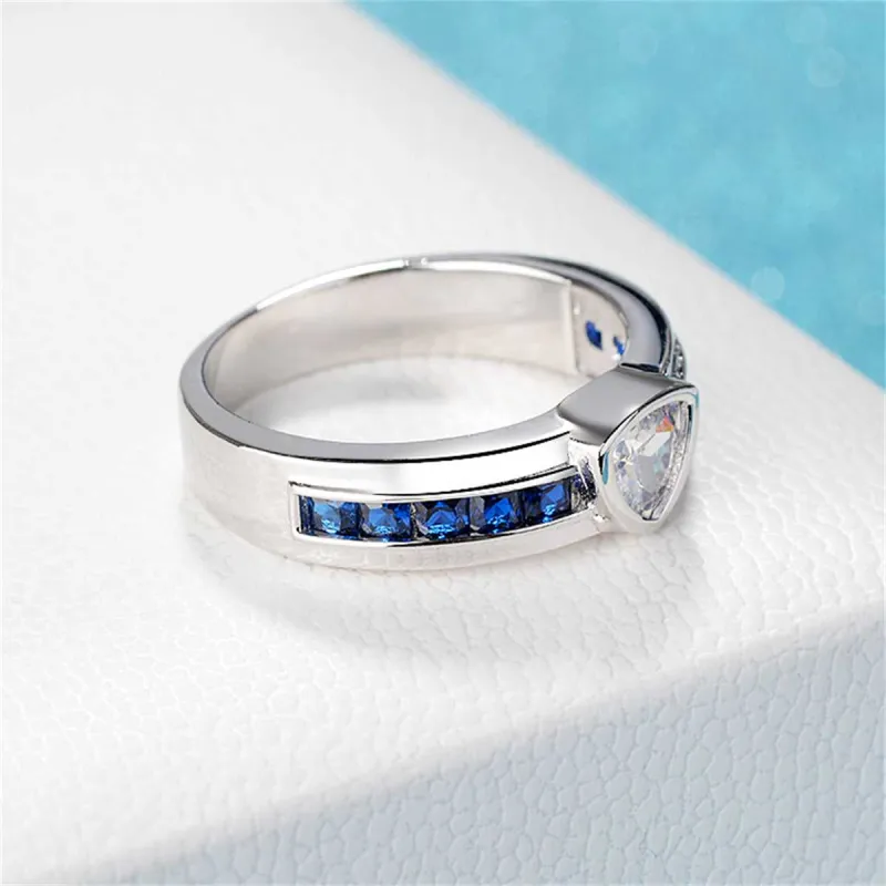 Navy Crystal & Silvertone Triangle Ring made by Zulily