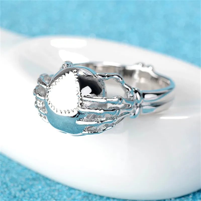 Silvertone & Black Skull Ring made by Zulily