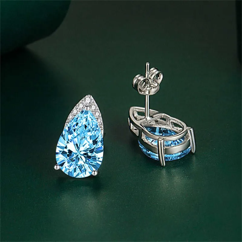 Blue Crystal & Cubic Zirconia Pear-Cut Stud Earrings made by Zulily