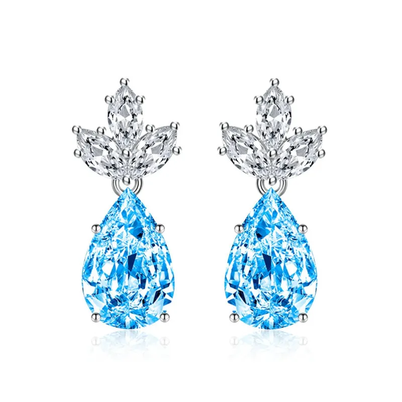 Blue Crystal & Silvertone Pineapple Drop Earrings made by Zulily