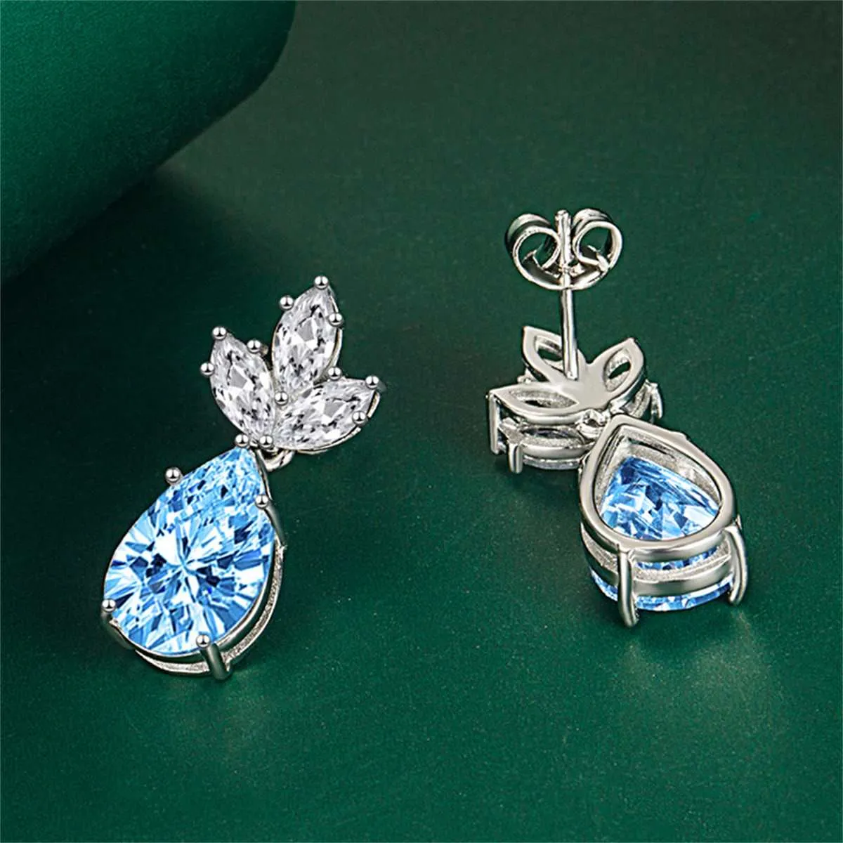 Blue Crystal & Silvertone Pineapple Drop Earrings sold by Zulily product image thumbnail 2