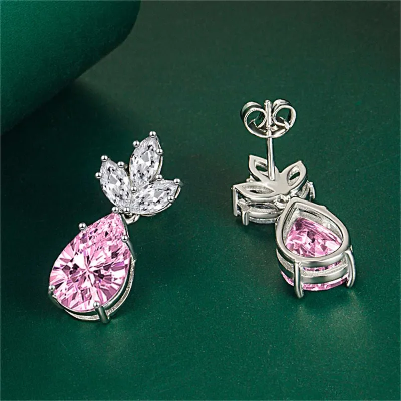Pink Crystal & Silvertone Pineapple Drop Earrings made by Zulily