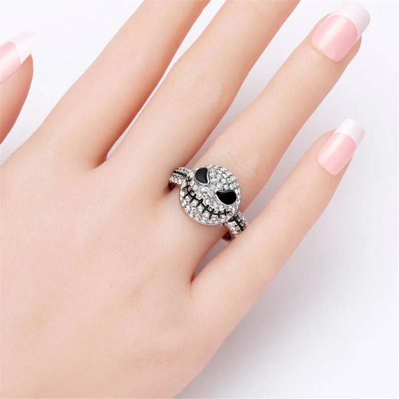 Cubic Zirconia & Silvertone Skull Band Ring made by Zulily