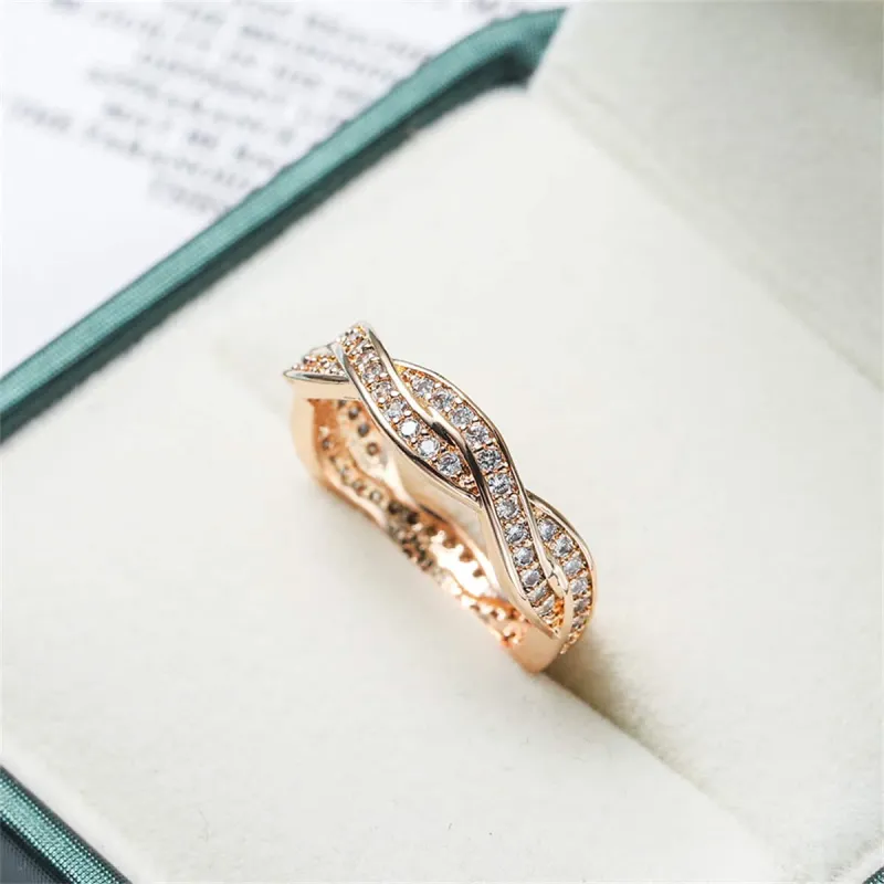 Cubic Zirconia & Rose Goldtone Crossing Line Band Ring made by Zulily
