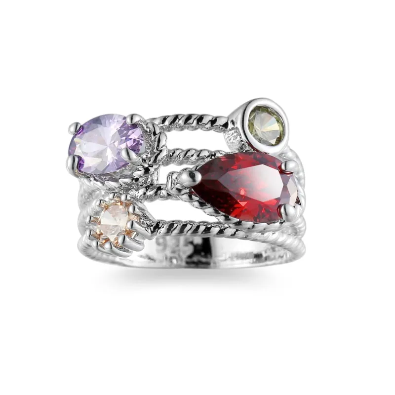 Red & Purple Cubic Zirconia & Crystal Stacked Ring made by Zulily