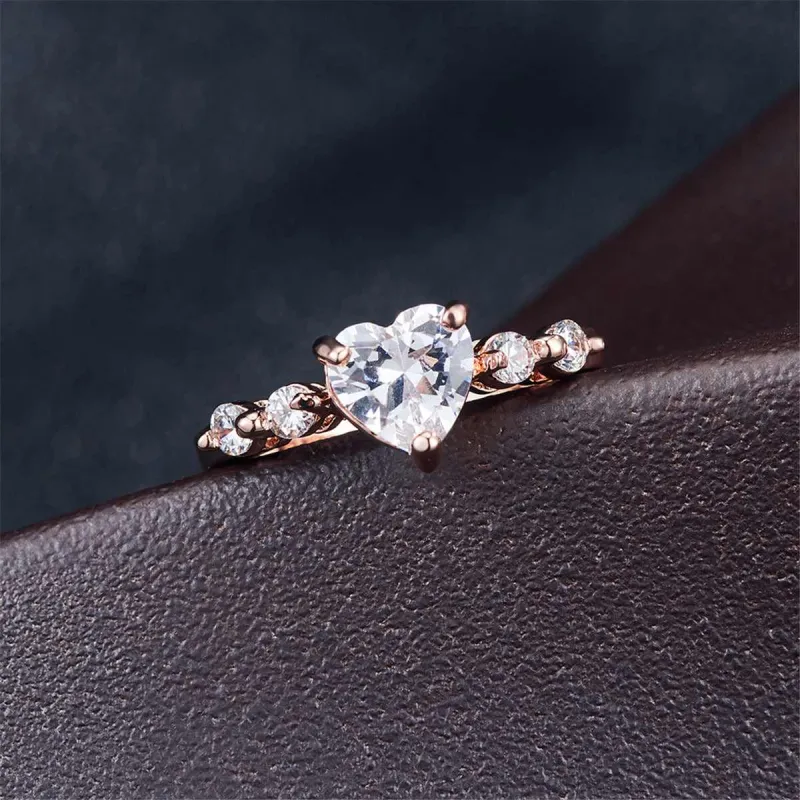 Cubic Zirconia & Rose Goldtone Central Heart Ring made by Zulily