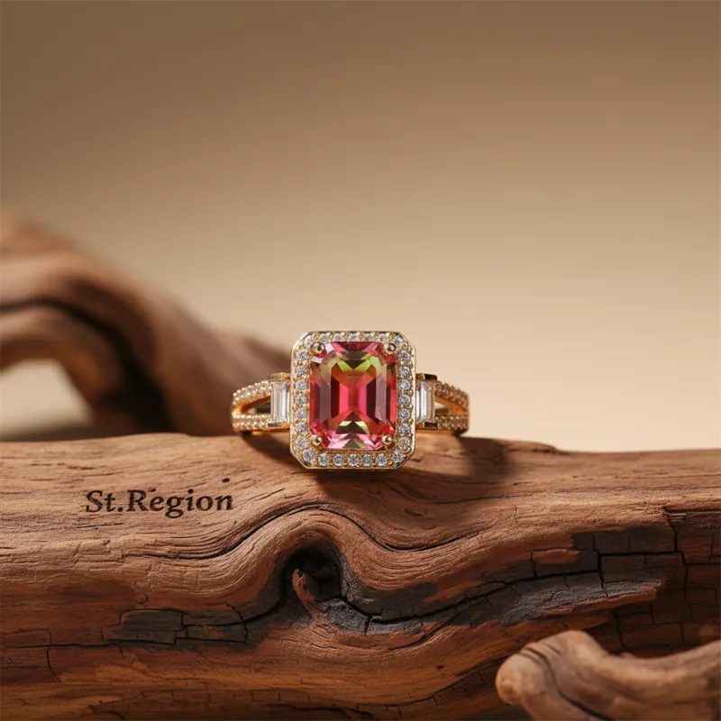 Red Crystal & Cubic Zirconia Princess-Cut Halo Ring made by Zulily