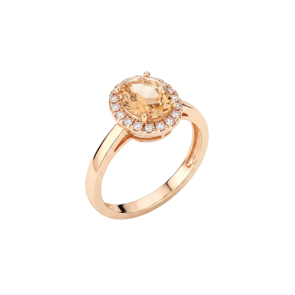 Champagne Crystal & Cubic Zirconia Pavé Halo Oval-Cut Ring sold by Zulily product image thumbnail 2