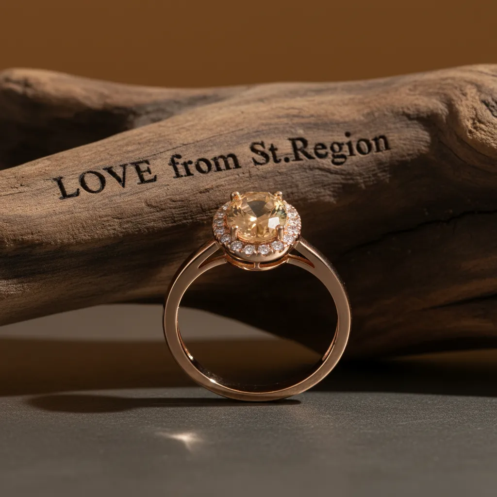 Champagne Crystal & Cubic Zirconia Pavé Halo Oval-Cut Ring sold by Zulily product image thumbnail 4