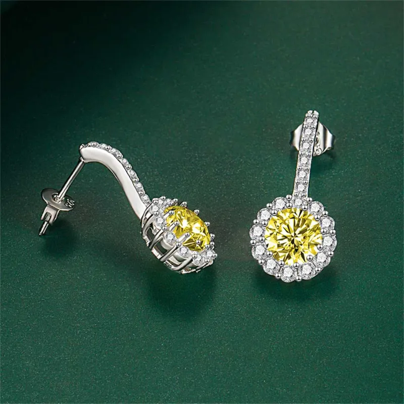 Yellow Crystal & Cubic Zirconia Silvertone Round Dangle Earrings made by Zulily
